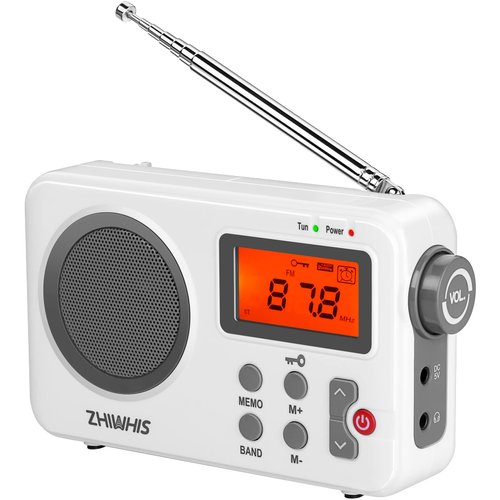 ZHIWHIS Portable Radio, AM FM Shortwave Digital Tuner with Best Reception, Battery Operated Clock Radios with Sleep Timer and Preset Function, Stereo Receiver with Alarm Clock for Home ZWS-8801