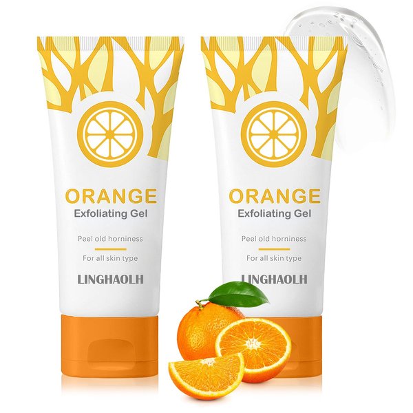 2PCS Orange Face Exfoliating Gel Scrub,Gentle Exfoliating Face Wash,Deep Cleansing Moisturizing Peeling Gel Face Scrub for All Skin Types