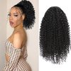 Short Curly Human Hair Ponytail Extension Wrap Drawstring Ponytails for Black Women Remy Human Hair Extensions Small Curly Ponytail with 2 Clips Natural Black (12 Inch)