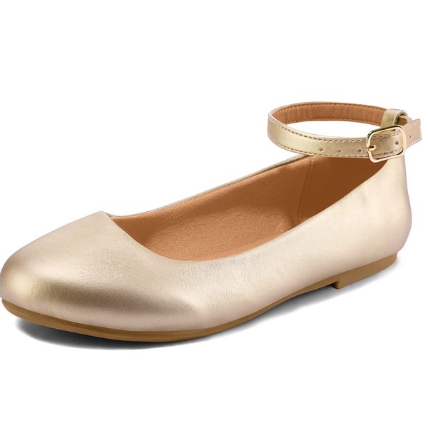 K KomForme Girl's Ballerina Flat Ankle Strap Dress Ballet Flat Shoes (Toddler/Little Kid/Big Kid) for Wedding Party School