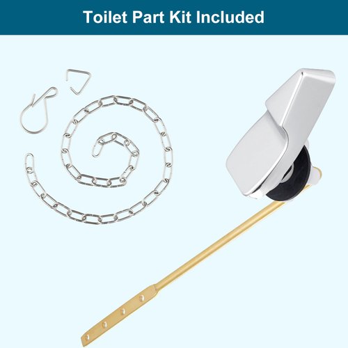 Hygie Rinse Universal Toilet Handle Replacement Kit Compatible with American Standard/Mansfield/Gerber Toilet, Front Mount Toilet Tank Flusher Lever with Flapper Chain, Chrome