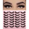 FARRED Natural Lashes Fluffy False Eyelashes 14 Pairs Fake Eyelashes Wispy Lashes Natural Look Short Cat Eye Lash Wispy Volume Eyelash Faux Mink Strip Lashes Pack for Daily Makeup (F18 | 8-14 mm)