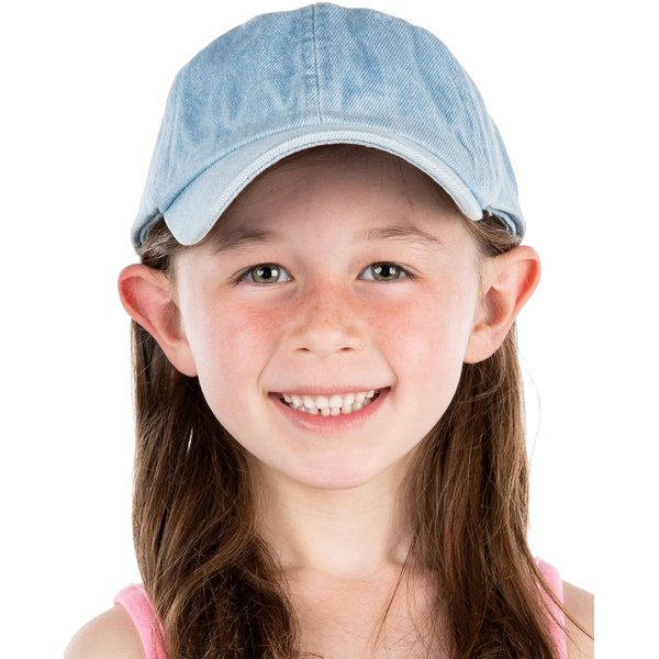 Funky Junque Kids Baseball Cap Unisex Low Profile Hat - Light Denim (2-5)