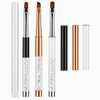 3Pcs Gel Nail Brush Set – Oval, Flat & Angled Tips, Rhinestone Handle Nail Art Design Brushes with Protective Caps, UV Gel Acrylic Builder Brush Kit for Manicure – Black, White, Gold