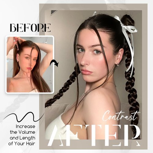 Dreamlover Long Braided Ponytail Extensions for Women, Girls Braided Pony Tail Hair Extensions with Hair Ties, Synthetic Y2K Hair Bun Extensions, Stylish Hair Extension Braids, Dark Brown, 2 Pieces