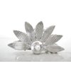 Generic Rose gold or silver metal flower pearl hair claw clip jaw clip (Primary color: Dark silver), 1 Count (Pack of 1)