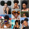 HEVAYO KISS Afro Puff Drawstring Ponytail, Short Synthetic Kinky Curly Bun Hair Extensions, Updo Hairpieces for Black Women Girls (1B Natural Black)