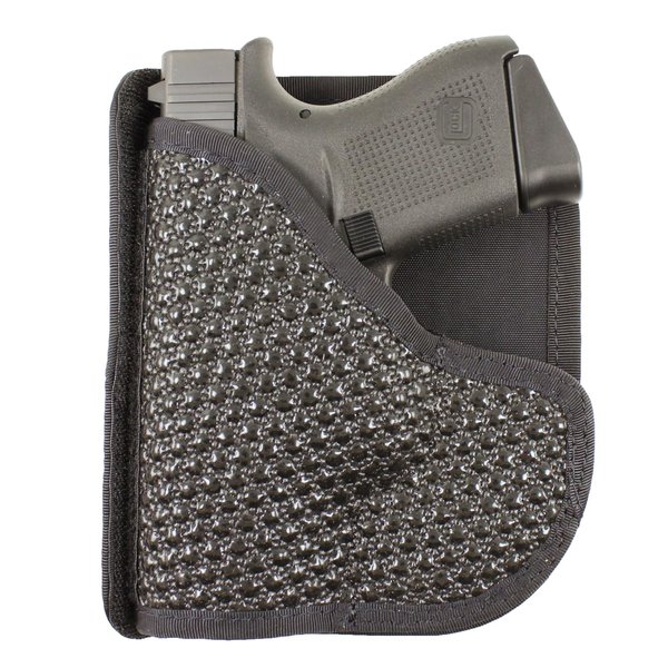 DeSantis Superfly Gun Holster, Made with Sticky Rubberized Fabric, Reversible and Removable Outer Flap, Fits Glock 42, Unisex Pocket Holster, Ambidextrous, Black