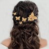 BARTOSI Butterfly Hair Clips Gold Bridal Hair Pins Bride Wedding Hair Pieces Hair Accessories for Women and Girls (Pack of 5)