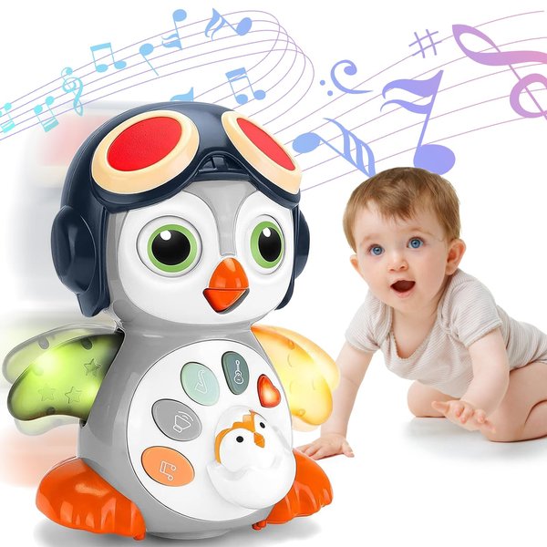 Crawling Musical Penguin Baby Toys with Music & Light Infant Tummy Time Toys for Babies 0 3 6 9 12-18 36 Months Newborn Devolopment Toddler Boy Girl Age 1 2 3 Year Old Christmas 1st Birthday Gifts