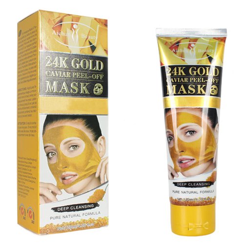 AICHUN BEAUTY Peel-Off Facial Mask Deep Cleansing Oil & Dirt Pores Face Skin Recover Vitamin A & E 120ml/4.05fl.oz (24K GOLD CAVIAR PEEL-OFF MASK)