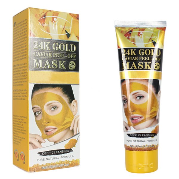 AICHUN BEAUTY Peel-Off Facial Mask Deep Cleansing Oil & Dirt Pores Face Skin Recover Vitamin A & E 120ml/4.05fl.oz (24K GOLD CAVIAR PEEL-OFF MASK)