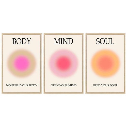 Mind Body Soul Print Positive Aura Posters For Room Aesthetic, Colorful Aura Poster Energy Wall Art Minimalist Print Aesthetic Wall Decor Posters for Bedroom Energy Spiritual 11x17 LAMINATED, No Frame