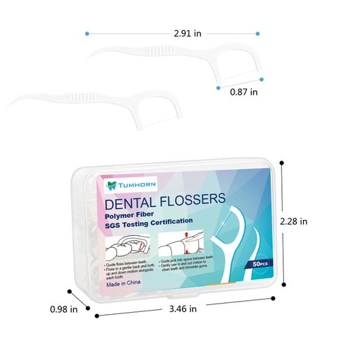 Tumhorn Dental Floss Picks, Oral Care Dental Flossers, Travel Floss Picks for Teeth Cleaning, Portable Case Toothpicks Sticks 100 Count (2 Boxes)