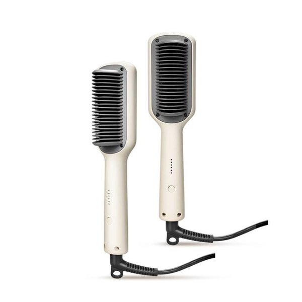 Ionic Hair Straightener Comb - Hair Straightening Brush & Iron with Nano Titanium Coating for Even Heat, 9 Temperature Settings & LED Screen, Professional Hair Tools for Styling