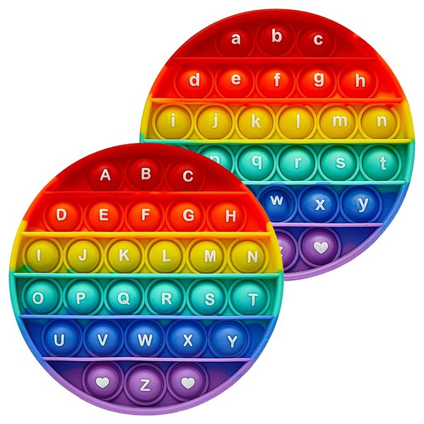 Proweber Alphabet Pop Fidget Toy Letters ABC Numbers Learning and Educational Toys Round Sensory Toys Popper Games Stress Relief Gifts for Kids 2 Packs Single Side(Uppercase and Lowercase Letters)