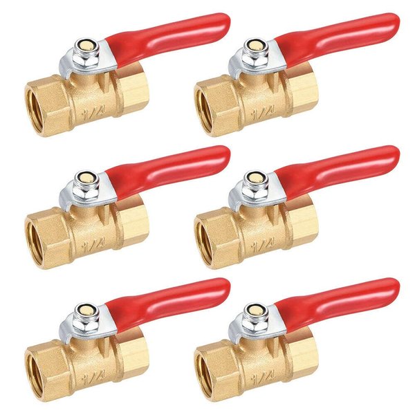 6pcs 1/4" Female Female NPT Brass Ball Valve Moisture Air Tank Drain Shut Off