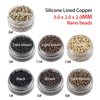 GlamorDove 200Pcs Pre-loaded Hair Extension Nano Beads 3mm Micro Link Silicone Lined Beads for I Tip Human Hair Extensions Copper Nano Rings Beads