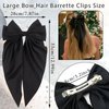 FULZTEY Bow Hair Cips for Women Black Bow-knot Hair Barrettes Soft Stain Bow Clips Metal Clamp Hair Ribbons Long Tail Bows Hair Accessories for Girls Women 6 PCS