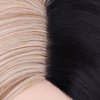 PATTNIUM Black and Blonde Wig Long Straight Wig Black Blonde Wig for Women Split Wig Two Tone Wig Half Black Half Blonde Wig Middle Part Wig Heat Resistant Synthetic Wig Halloween Cosplay Costume Wig (Black and Blonde)