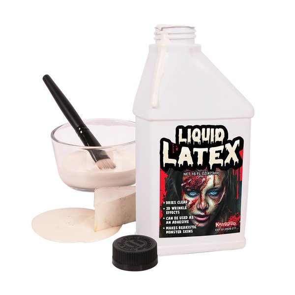 KANGAROO Liquid Latex Makeup - Face and Body SFX Makeup, Halloween Makeup, Zombie Makeup, Fake Scar, Fake Wound, Fake Injury Makeup Movie Special Effects,16 Oz Pint Professional Grade