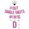Out Single Digits I'm 10 Banner, Double Digits 10, Happy 10th Birthday Decorations for Girls, 10th Birthday Party Decoration Supplies Pink Glitter