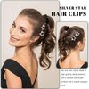 Aitxpaotn Star Hair Clips, 20 Pcs 1.25 inches Silver Star Hair Clips, Snap Star Hair Barrettes Cute Metal Hair Clips Accessories, Y2K Hair Clips Rave Accessories Non-Slip Star Clips for Girls Women