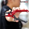SAMSFX Aluminum Fishing Pliers Hook Remover Braid Line Cutter with Coiled Lanyard and Sheath, Fly Fishing Knot Tying Tool & Retractors (Gray & Red Handle-7'' Split Ring Nose, Fishing Knot Tying Tool)