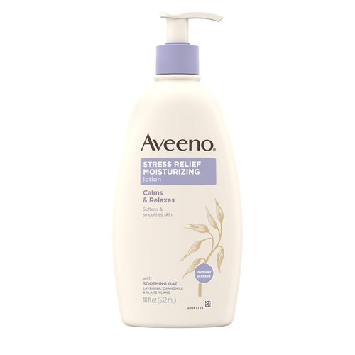 Aveeno Stress Relief Moisturizing Body Lotion with Lavender, Natural Oatmeal and Chamomile & Ylang-Ylang Essential Oils to Calm & Relax, 18 fl. oz