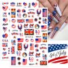 8 Sheets 4th of July Nail Stickers Independence Day Nail Art Stickers 3D Self-Adhesive USA Nail Decals American Flag Design Nail Art Supplies for Women DIY Acrylic Fourth of July Nail Decorations
