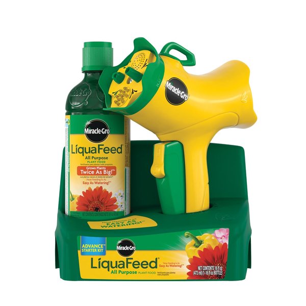 Miracle-GRO LiquaFeed Advance Starter Kit with Garden Feeder, 16 oz. Bottle of LiquaFeed All Purpose Liquid Plant Food, and Dosing Spoon