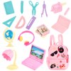 JOINPAYA 18pcs Mini School Supplies Dollhouse: Miniature Model Backpack Laptops Book Paper Ruler Scissors Doll House Accessories Set