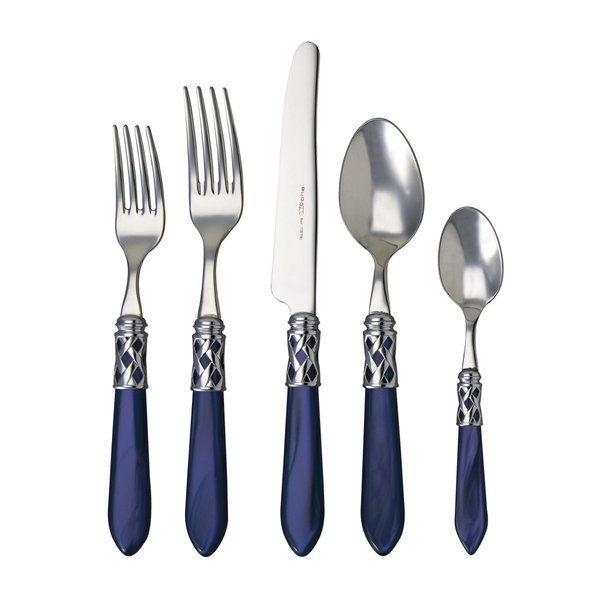 Vietri Aladdin Brilliant Blue 5-Piece Place Setting, 18/10 Stainless Steel Forks Spoons & Knives Set