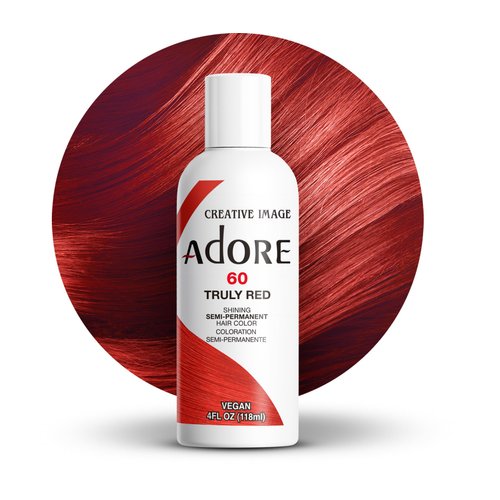 Adore Semi Permanent Hair Color - Vegan and Cruelty-Free Red Hair Dye - 4 Fl Oz - 060 Truly Red (Pack of 1)