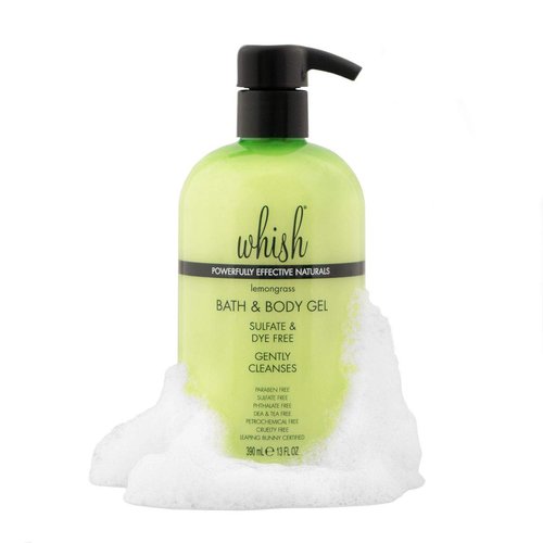 Whish Beauty Bath & Body Gel - Moisturizing Body Wash for Women - Gentle On Sensitive Skin - Shower Gel infused with Shea Butter & Aloe - Sulfate & Paraben Free - Lemongrass - 13 fl oz