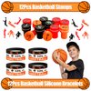 Mindshef Basketball Party Favors Birthday Supplies 60pcs Buck Silicone Bracelets Punch Balloons Basketball Stress Ball Stamp Scratch Art Set For Kids Pinata Stuffer Boys Girls
