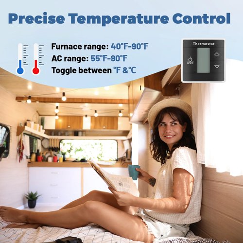 3316250.712 RV Single Zone Thermostat - Digital Display and Shock-Resistant, Precise Temperature Control for Dometic RVs, Campers & Trailers