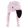 DolliBu Stuffed Animal Novelty Hat - Super Soft Kids Winter Hat With Ear Flaps, Funny Hat for Winter with Cozy Fleece, Plush Animal Wacky Hats For Kids and Teens - One Size, Pink Flamingo Hat