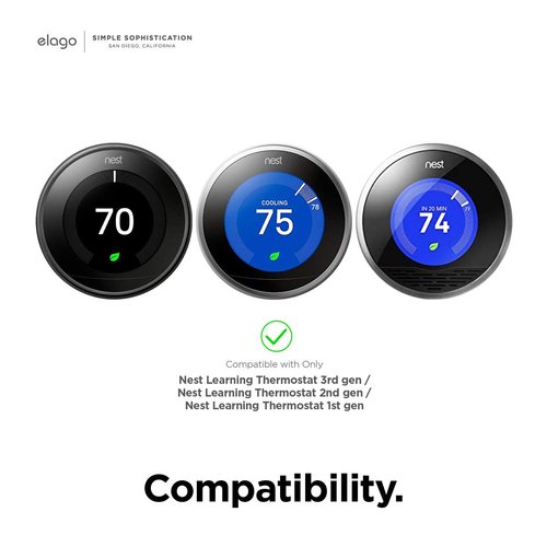 elago Wall Plate Cover Designed for Google Nest Learning Thermostat [White] - Compatible with Nest Learning Thermostat 1st/2nd/3rd Generation, Not Compatible with 2020 Models [US Patent Registered]