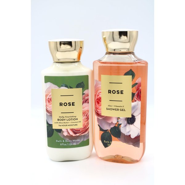 Rose, Bath and Body, Shower Gel Body Wash and Body Lotion Bundle Set
