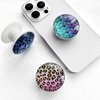 WUYULB Clear Crystal Glitter Expandible Collapsible Moblile Phone Grip Stand Holder for Smartphones and Tablets Cell Phone Accessory（Black Purple Leopard Print）