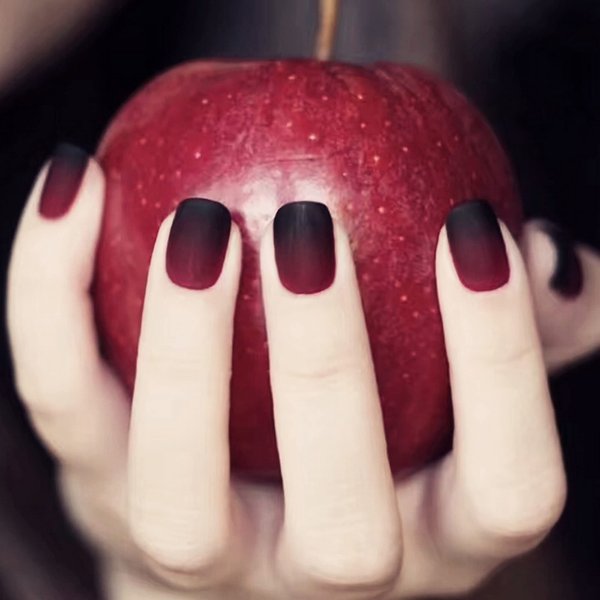 MERVF Square Press on Nails Short Fake Nails Black Red French Tip Squoval Acrylic Nails Ombre Glue on Nails Dark 24pcs Matte False Nails Halloween