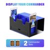 UAONO MTG Deck Box with 2 Commander Display and Dice Tray-Patented Design, Double Deck Box for 250+ Single Sleeved Cards, Leather Magnetic Card Storage Box Fits for TCG CCG Magic Cards (Black&Blue)
