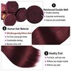 8A Brazilian Virgin Hair 99j Burgundy Straight Hair Weaves Bundle Free Part Red Wine Color 100% Unprocessed Human Hair Weft Weaves (30 INCH)…