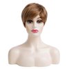 Dsimeig Short Wigs for White Women Blonde Highlights Synthetic Hair Wig Layered Halloween Cosplay Wig,Brown