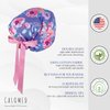 CALOMED Scrub Cap for Women and Men, Euro Style Scrub Caps, Working Hat, Head Cover with Ribbon Ties and Buttons, Long or Short Hair (Pink Peonies)