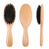 OWIIZI 100% Boar Bristle Hair Brush Set for Women & Mens Soft Natural Boar Bristle Wooden Detangler Brush and Comb Set for Long Curly Fine Hair