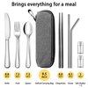 IFERRENS Travel Utensils Set with Splash-poof Bag, Portable Cutlery for Work, Reusable Camping Silverware Utensil, 18/0 Stainless Steel Flatware for Adult Lunch Picnic Hiking EDC Gadgets Lunch Box