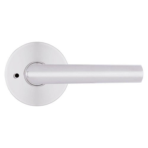 Kwikset Milan Interior Privacy Door Handle with Lock, Door Lever For Bathroom and Bedroom, Polished Chrome Reversible Keyless Push Button Lock Door Lever