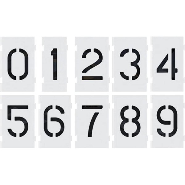 Plastic Parking Lot Numbers and Stencils 8" Letters for Crosswalks and Parking Lots 1.5MM Thick 0 Thru 9 Reusable and Easy to Clean Templates for Stores and Shopping Centers by Marketing Holders